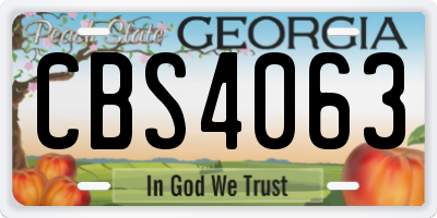 GA license plate CBS4063