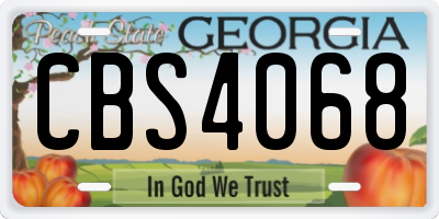 GA license plate CBS4068