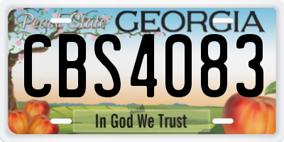GA license plate CBS4083