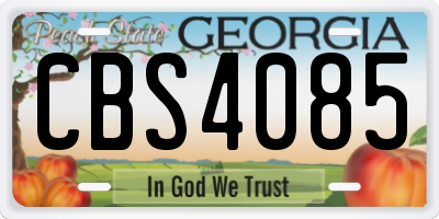 GA license plate CBS4085
