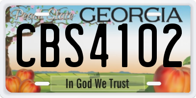 GA license plate CBS4102