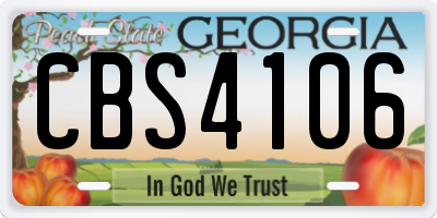 GA license plate CBS4106