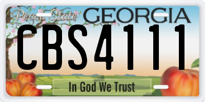 GA license plate CBS4111