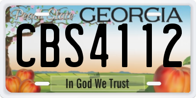 GA license plate CBS4112