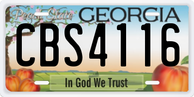 GA license plate CBS4116