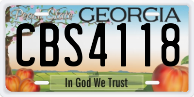 GA license plate CBS4118