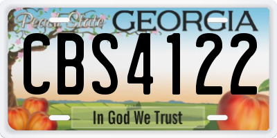 GA license plate CBS4122