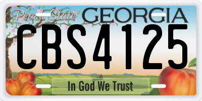 GA license plate CBS4125