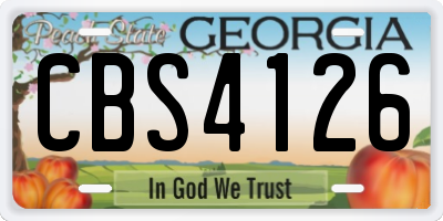 GA license plate CBS4126