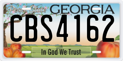 GA license plate CBS4162