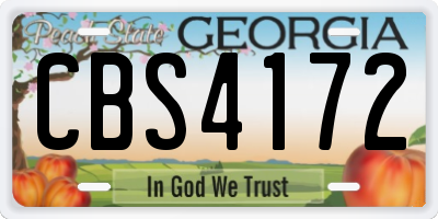 GA license plate CBS4172