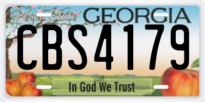 GA license plate CBS4179