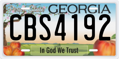 GA license plate CBS4192