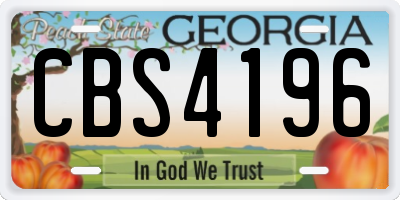 GA license plate CBS4196