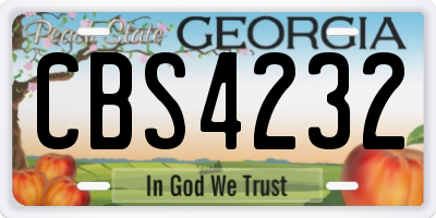 GA license plate CBS4232