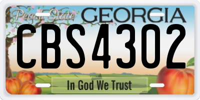 GA license plate CBS4302