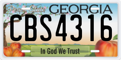 GA license plate CBS4316