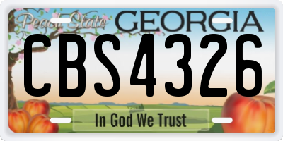 GA license plate CBS4326