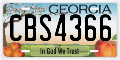 GA license plate CBS4366