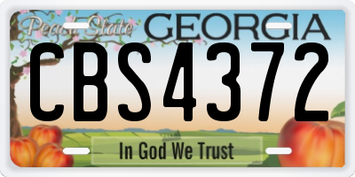 GA license plate CBS4372