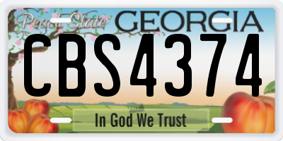 GA license plate CBS4374