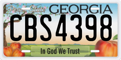 GA license plate CBS4398