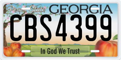 GA license plate CBS4399