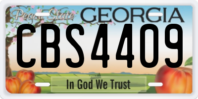 GA license plate CBS4409