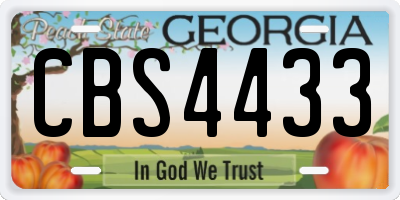 GA license plate CBS4433