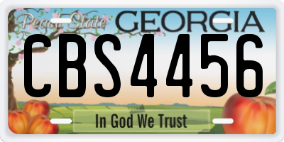 GA license plate CBS4456