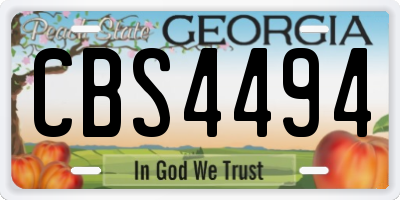 GA license plate CBS4494