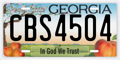 GA license plate CBS4504