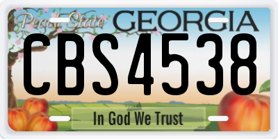 GA license plate CBS4538