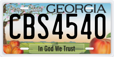 GA license plate CBS4540