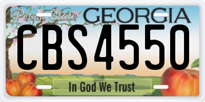 GA license plate CBS4550