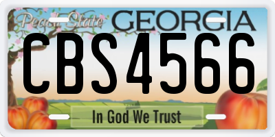 GA license plate CBS4566