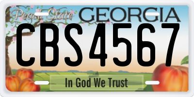 GA license plate CBS4567