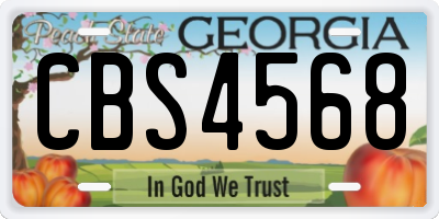 GA license plate CBS4568