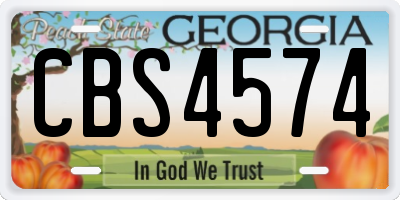 GA license plate CBS4574