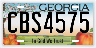 GA license plate CBS4575