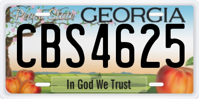 GA license plate CBS4625