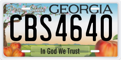 GA license plate CBS4640
