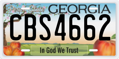 GA license plate CBS4662