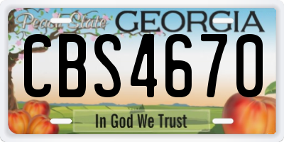 GA license plate CBS4670