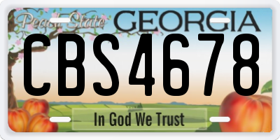 GA license plate CBS4678