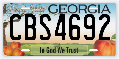 GA license plate CBS4692