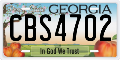 GA license plate CBS4702