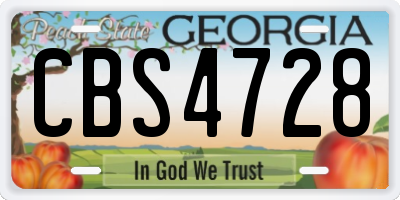 GA license plate CBS4728