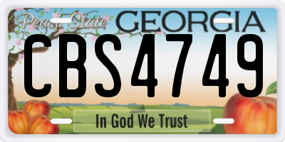 GA license plate CBS4749