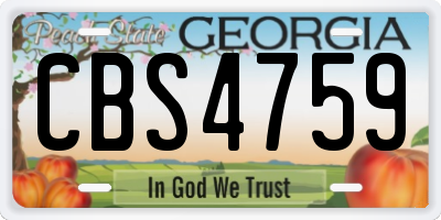 GA license plate CBS4759
